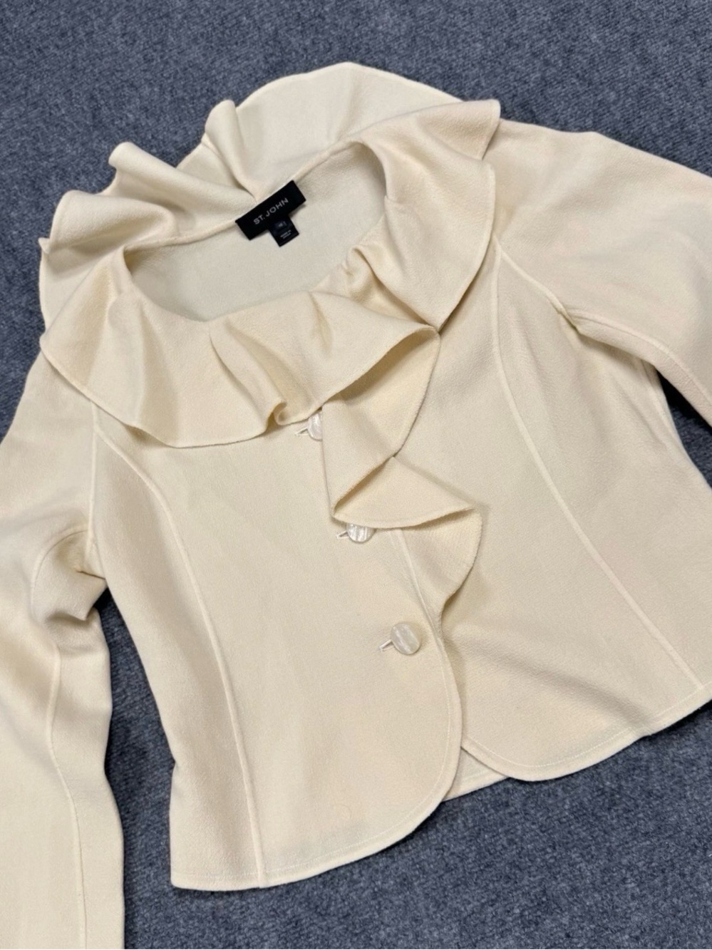 St. John Zip Up Cream Top Sz 10